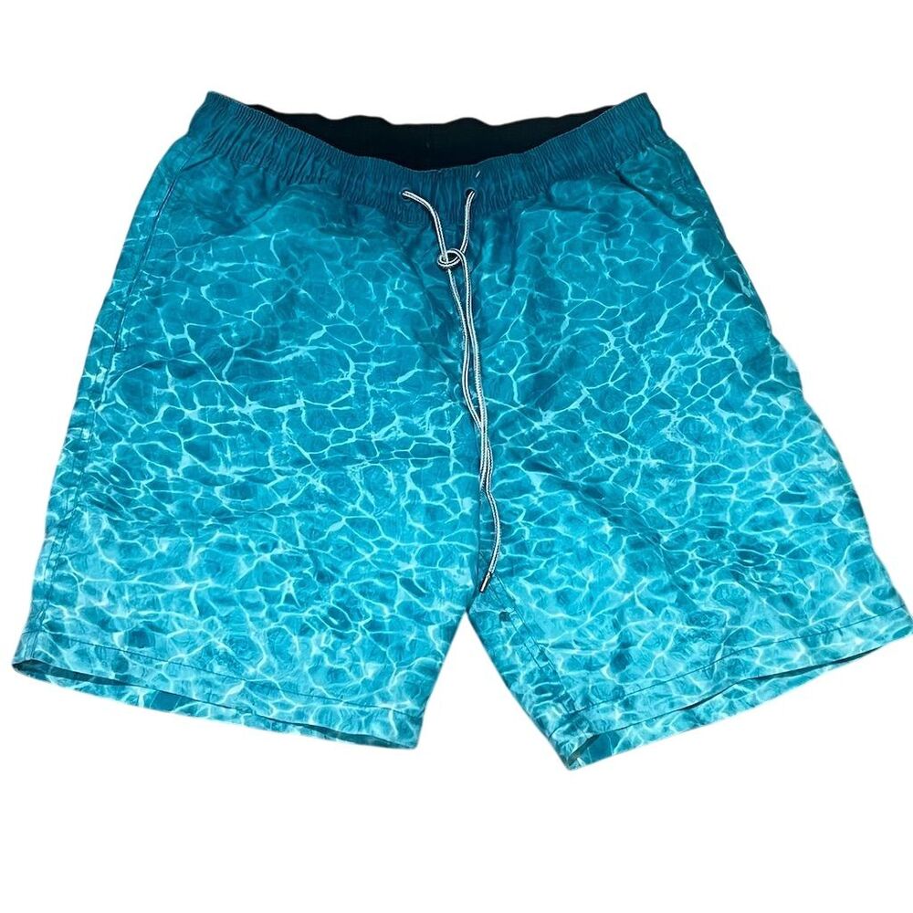 Kirkland Men's Swim Shorts M Blue Ocean Waves Summer Beachwear